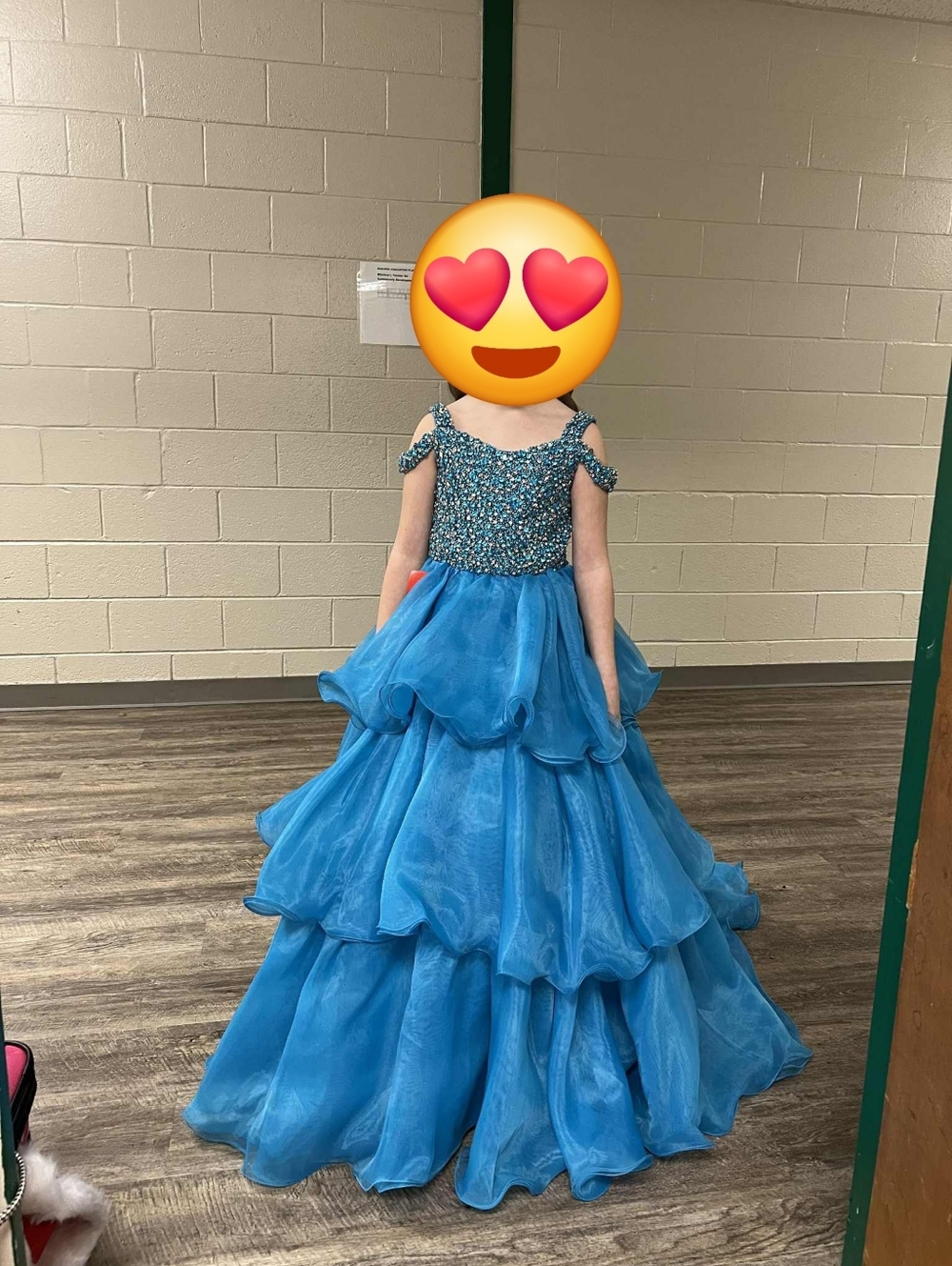 Blue Beaded Tiered Ball Gown